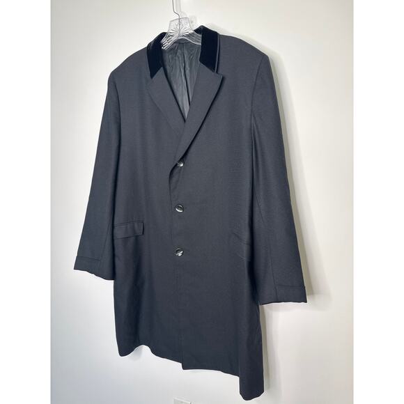 Vintage 1960's Darby Fashion for Rogers Black Wool Overcoat Velvet Collar large - Picture 6 of 14